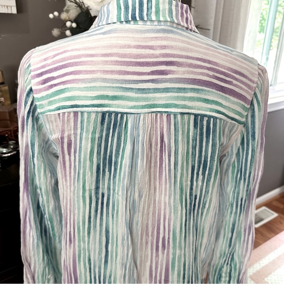 Soft Surroundings Button Front Striped Tunic Long Sleeve Size Small - Picture 9 of 16